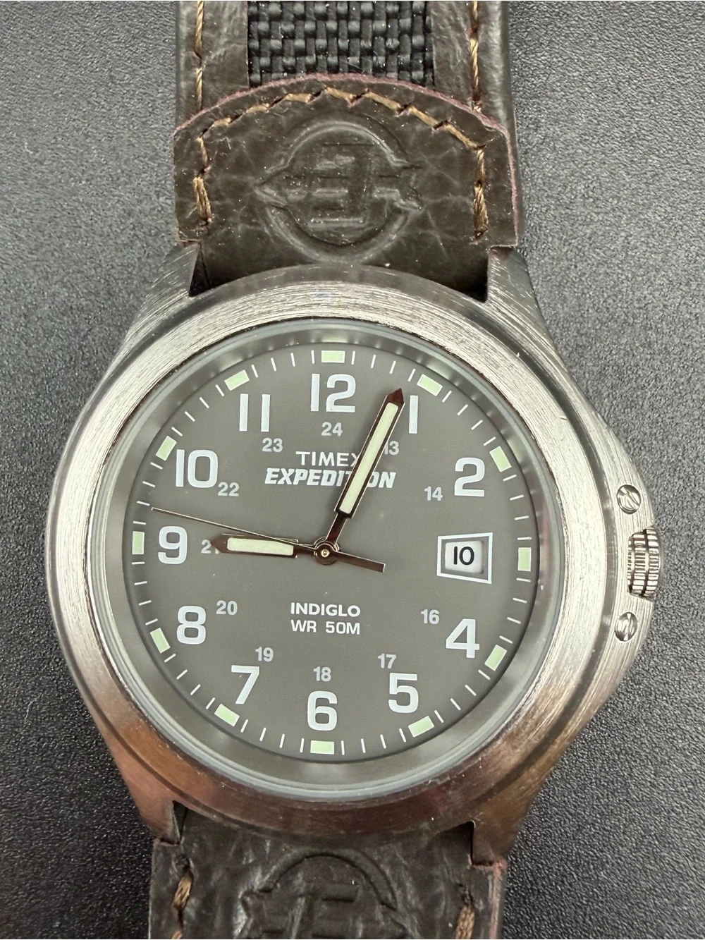 Timex Expedition Watch CR2016 cell T40091 Indiglo Leather #W05